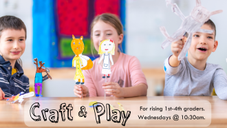 children play with paper cutout puppets