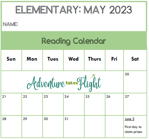 preview of reading calendar for Elementary ages