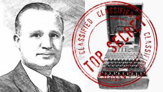 Joseph Desch and a"top secret" codebreakers machine, circa WWII