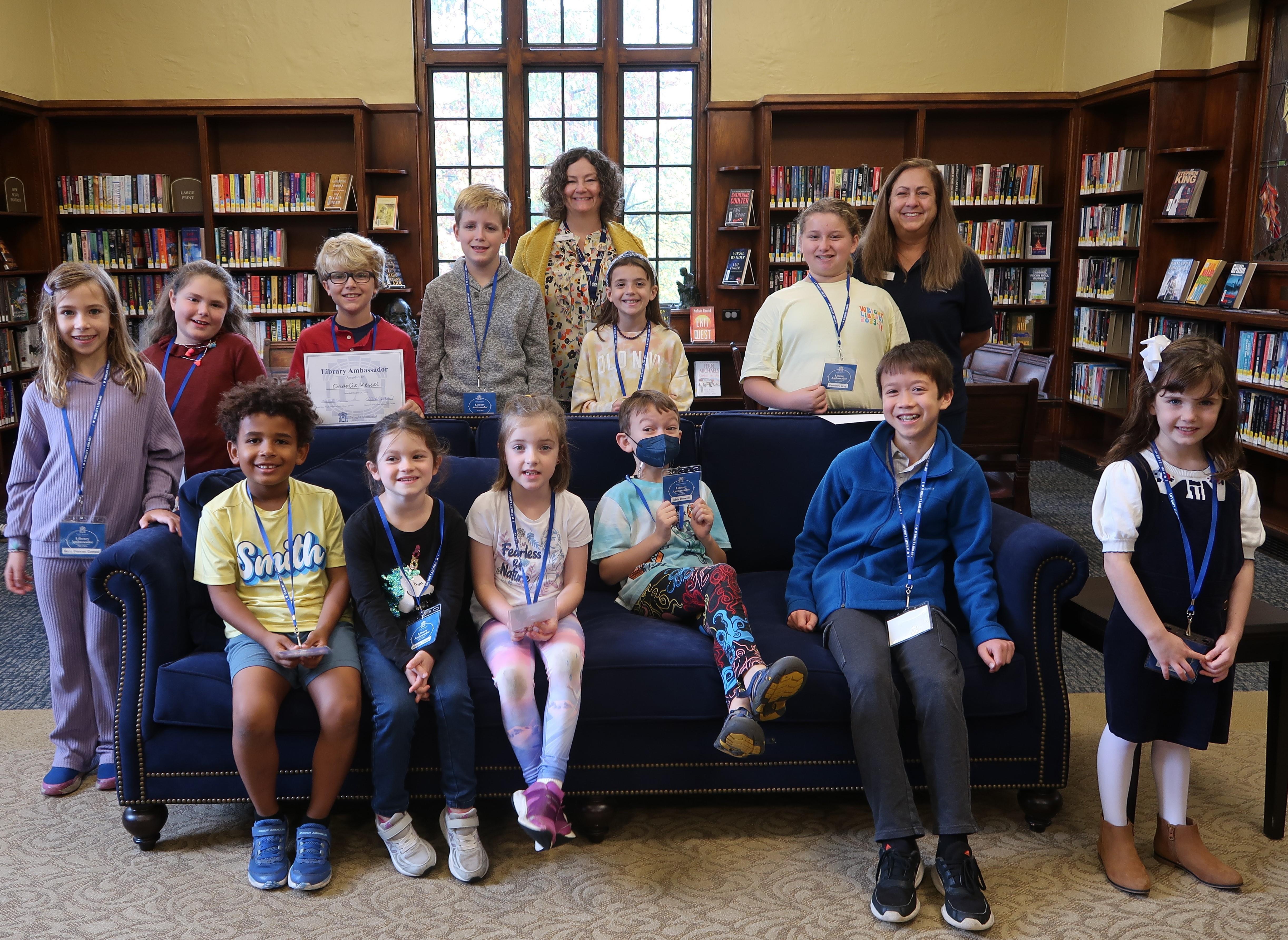 Library Ambassador group photo inside library