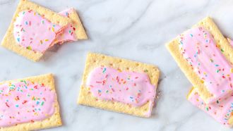 Pop tarts with pink frosting and sprinkles