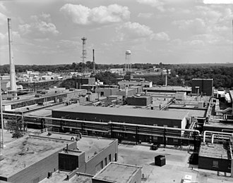 Picture of aerial view looking southeast over the Mound Laboratories