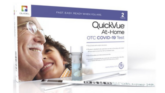 box of quick vue at -home covid-19 tests